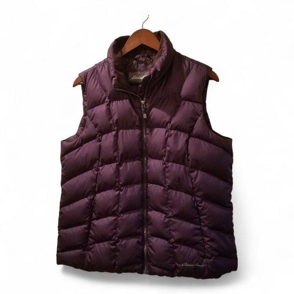 Eddie Bauer Women's XL Plum Purple Down Vest with Zippered Pockets - Picture 1 of 10